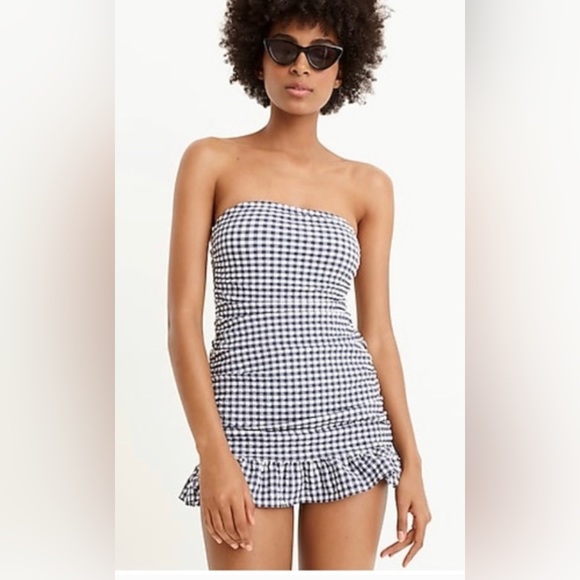 J. Crew Swim Nwt J Crew Ruched Bandeau Swim Dress In Puckered